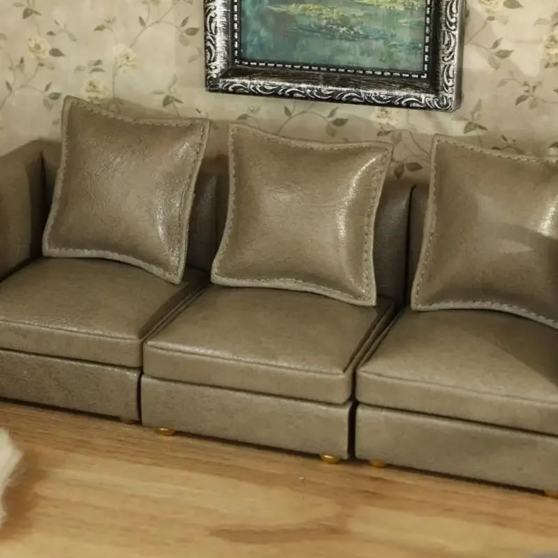 Bộ Ghế Sofa Phòng Khách Tỉ Lệ 1/12 Đế Gỗ Vải Bao Phủ Đồ Nội Thất Mini Cho Nhà Búp Bê Phụ Kiện Và Sưu Tầm 15UB