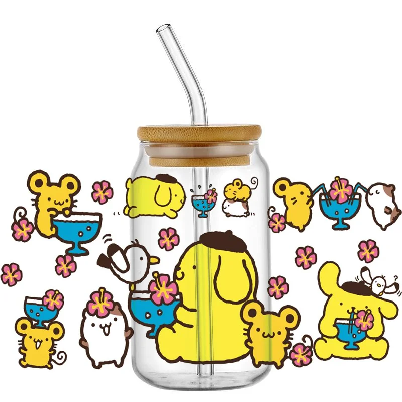 

Новый дизайн 3D-наклейки Kawaii Pom Pom Purin для стаканов 16 унций Libbey: моющаяся УФ DTF-наклейка с мультяшной собакой для кружек, сделай сам