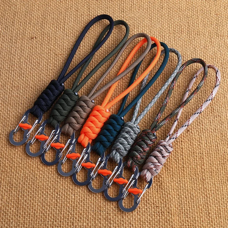 Paracord Keychain With Carabiner Clip Braided Rope Key Ring Outdoor ...