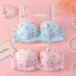 The new KT cat cartoon strapless underwear small chest gathered sweet lovely girl on the support against sagging beauty back bra