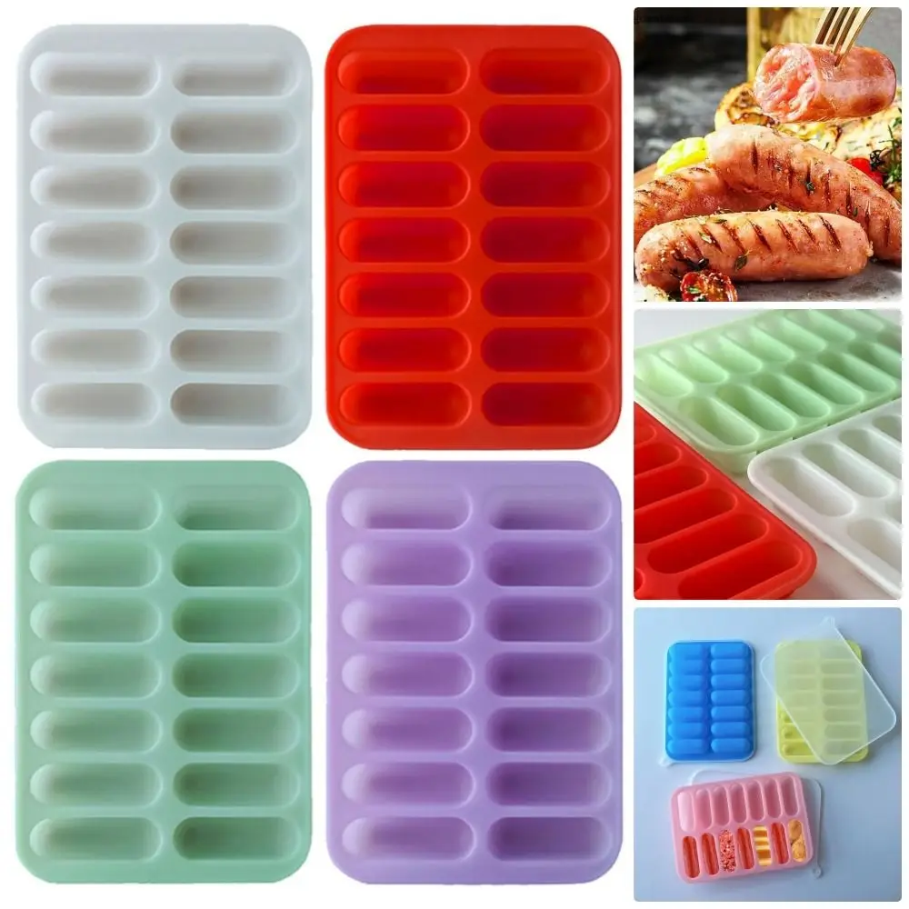 Kitchen Sausage Maker Mould Silicone Mold DIY Non-Stick 14 Form With Lid Making Sausage Mold Hot Dog Making Mould Cooking Tools view 4