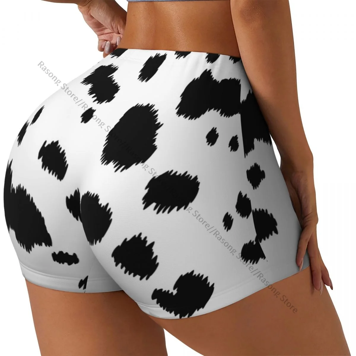 Push Up Short Elasticity Scrunch Butt Dalmatian Pattern Running Shorts Sports Shorts Womens Clothes Gym