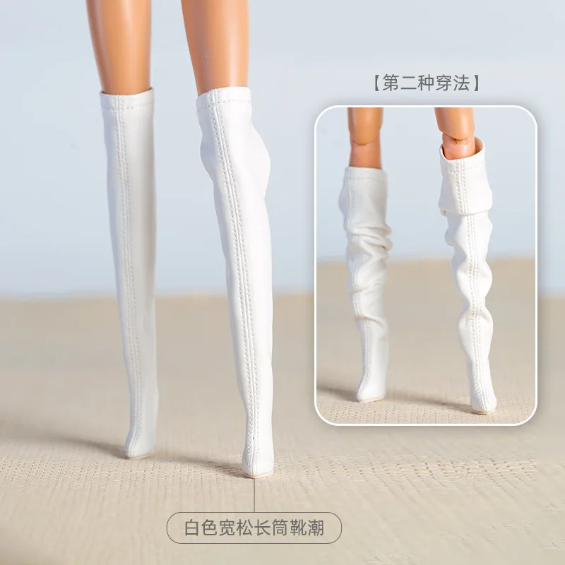 Cool doll boots / 30cm doll high heels long black boots / accessories for 1/6 BB Fr supermodel doll / dollhouse toys