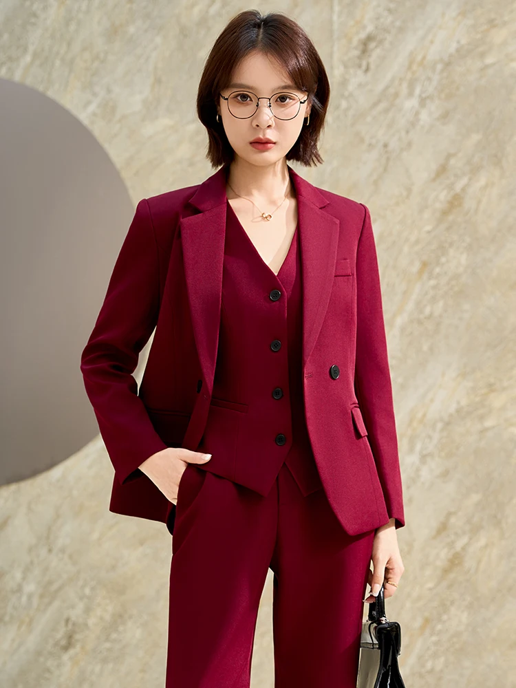 Ankela Red Suit Jacket Women's Autumn 2026 New Formal Commute Small Size Professional Suit Set Elegant Business Casual Style