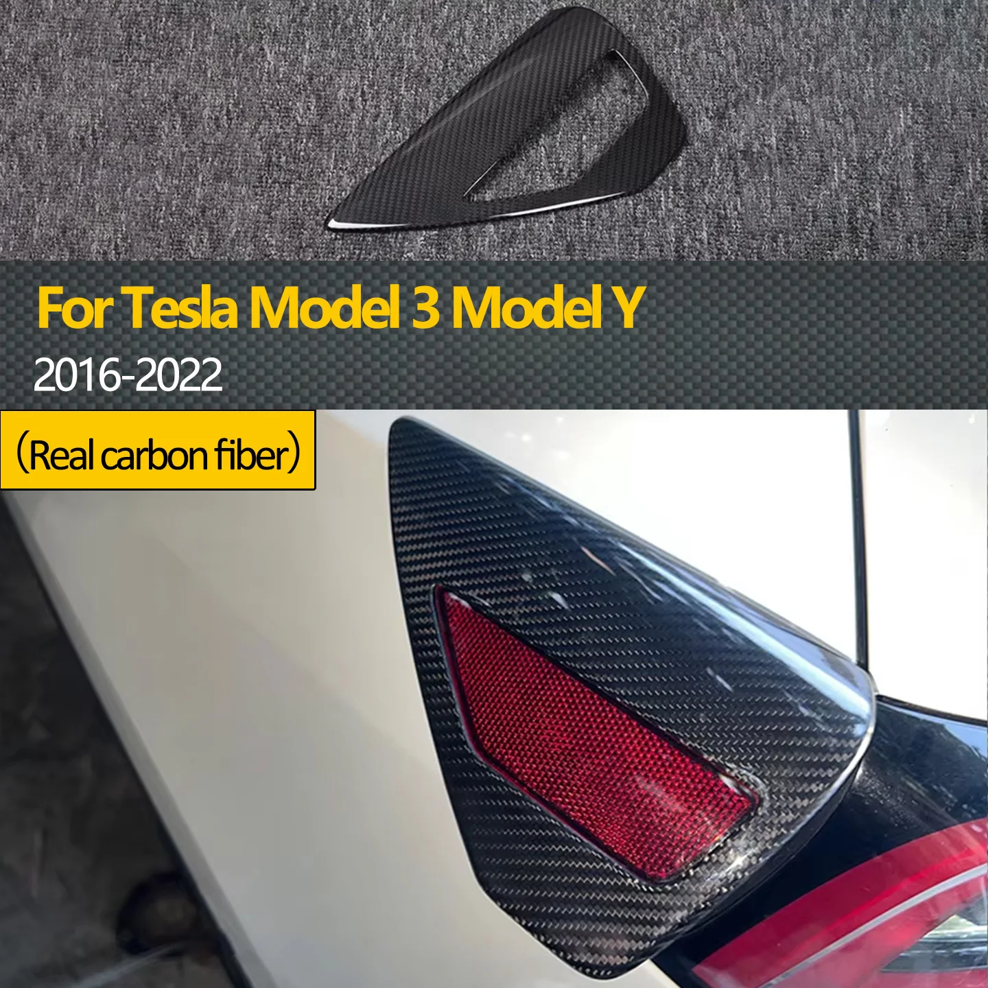 

For Tesla Model Y Model 3 2016-2022 2pcs Real Carbon Fiber Charging Port Panel Trim Cover Car Tuning Accessories Sticker