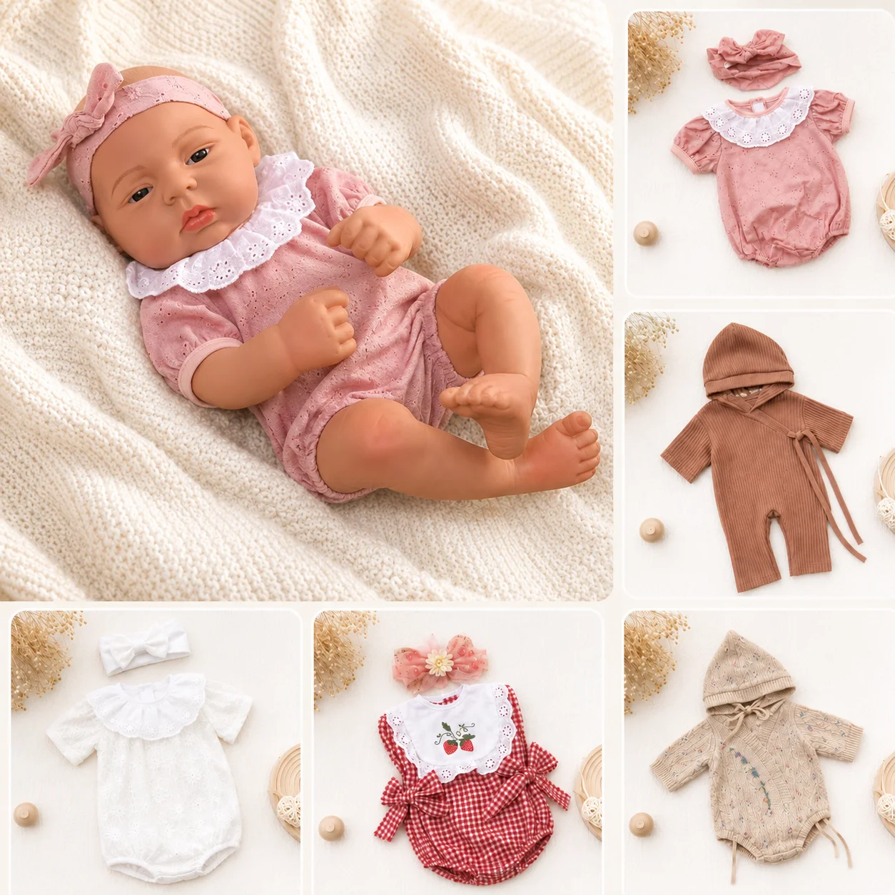 Puppenkleidung für 16 Zoll Reborn-Babypuppe, Niedlicher Babypuppen-Pullover, Jumpsuit, Kleidungszubehör für 40 cm Babypuppe, Geschenke für Mädchen