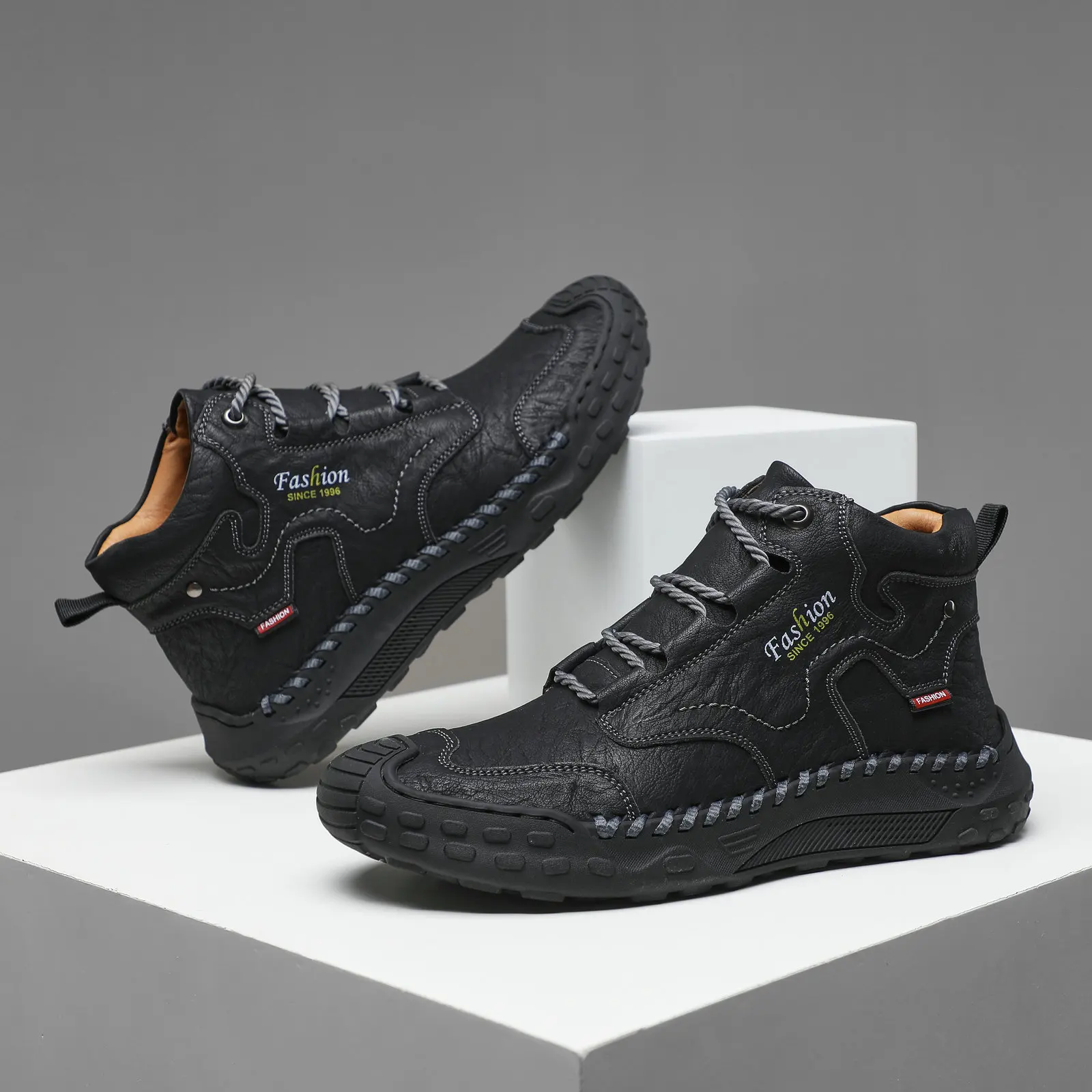 حار بيع الرجال الجلود عارضة أحذية عالية أعلى شقة أحذية التزلج في الهواء الطلق بارد الكاحل التمهيد #3