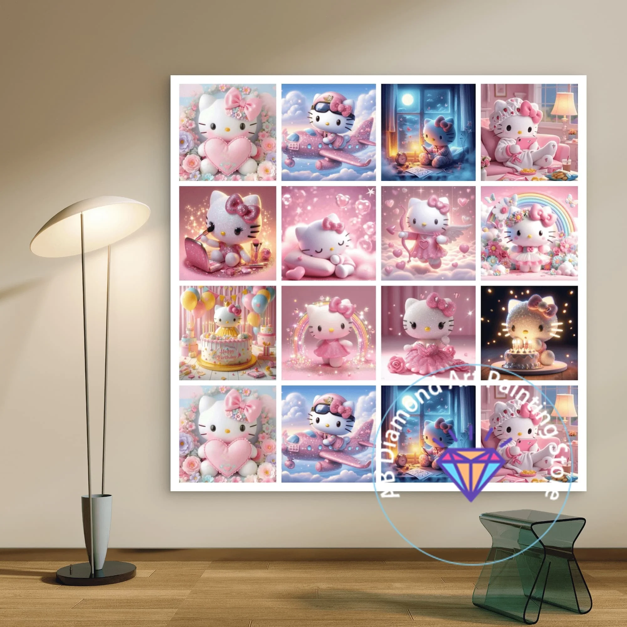 

Cute Hello Kitty 5D DIY AB Diamond Painting Kit Diamond Embroidery Cross Stitch Handmade Art Crafts Home Decor Children Gift