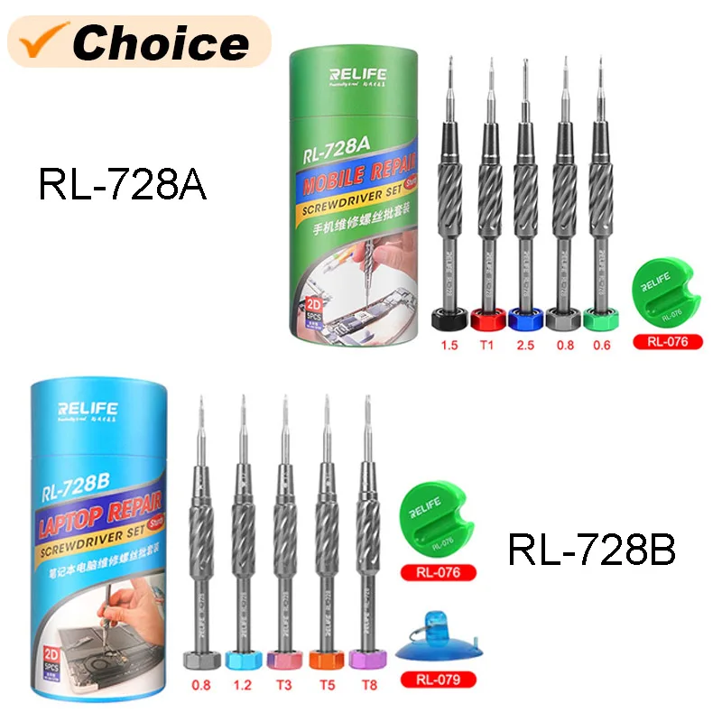 RELIFE RL-728A RL-728B Screwdriver Set for Phone and Laptop Repair Strong Magnetic Disassembly S2 Sturdy Bolt Driver Tools