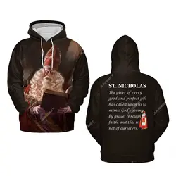 Jumeast 3D Print St. Nikolas męskie bluzy z kapturem Saint Nicholas Santa Claus bluzy z kapturem Unisex workowate ubrania świąteczne płaszcze