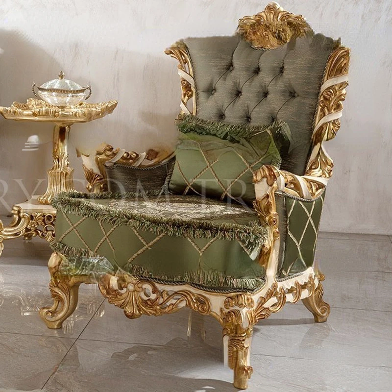 Huangjia Haoting European style solid wood carved fabric sofa, Italian villa furniture, customized large unit sofa