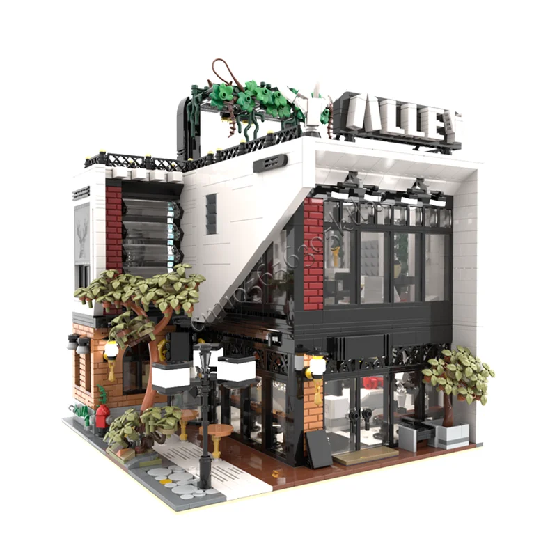 1955년 인기 판매 PCS 인기 거리 풍경 골목 모듈식 건축 어린이 DIY 모델 블록 장난감 생일 선물