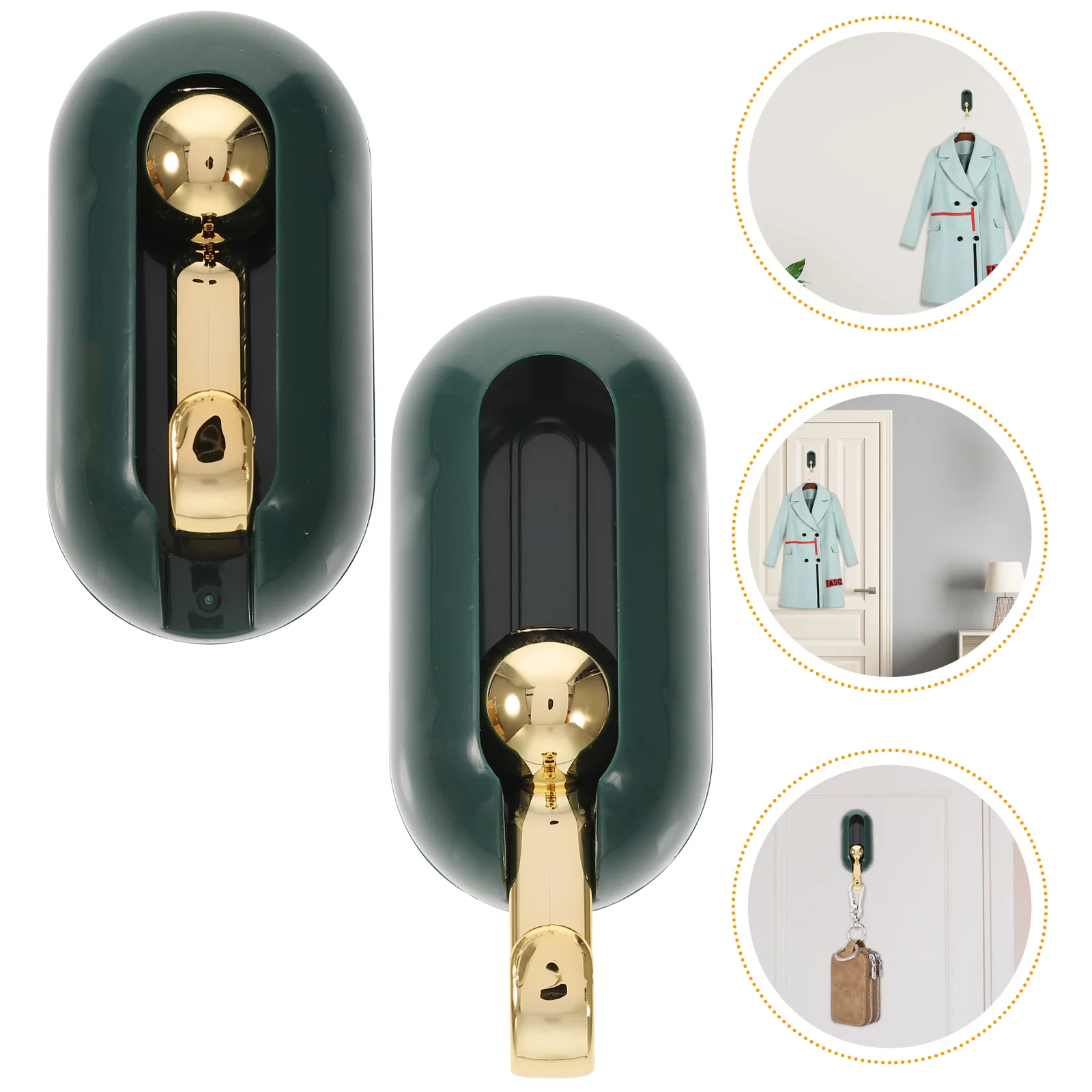 4 Pcs No Punching Hook for Wall Trace Bathroom Hooks Green Hanging Clothes Hat Hangers