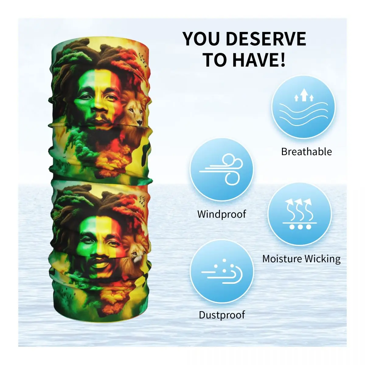 Custom Jamaica Reggae Rock Bob Marley Bandana Neck Warmer Women Men Winter Ski Tube Scarf Gaiter Face Cover