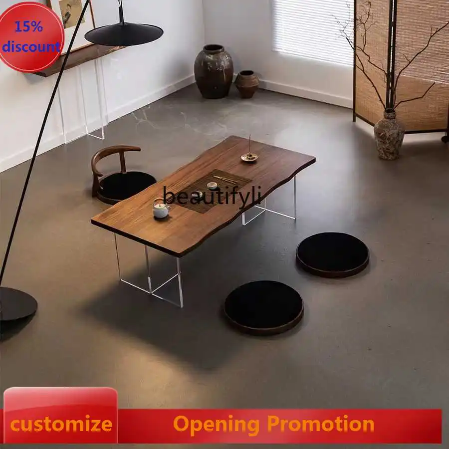 

North American black walnut log tea table, tatami tea table, Japanese coffee table G1218