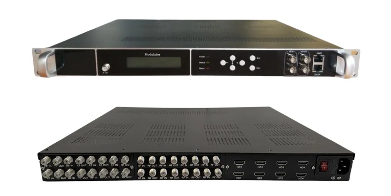 8 HD+16 FTA DVB-S2 tuner to 16 DVB-T RF encoder modulator Digital Tv Head-end System