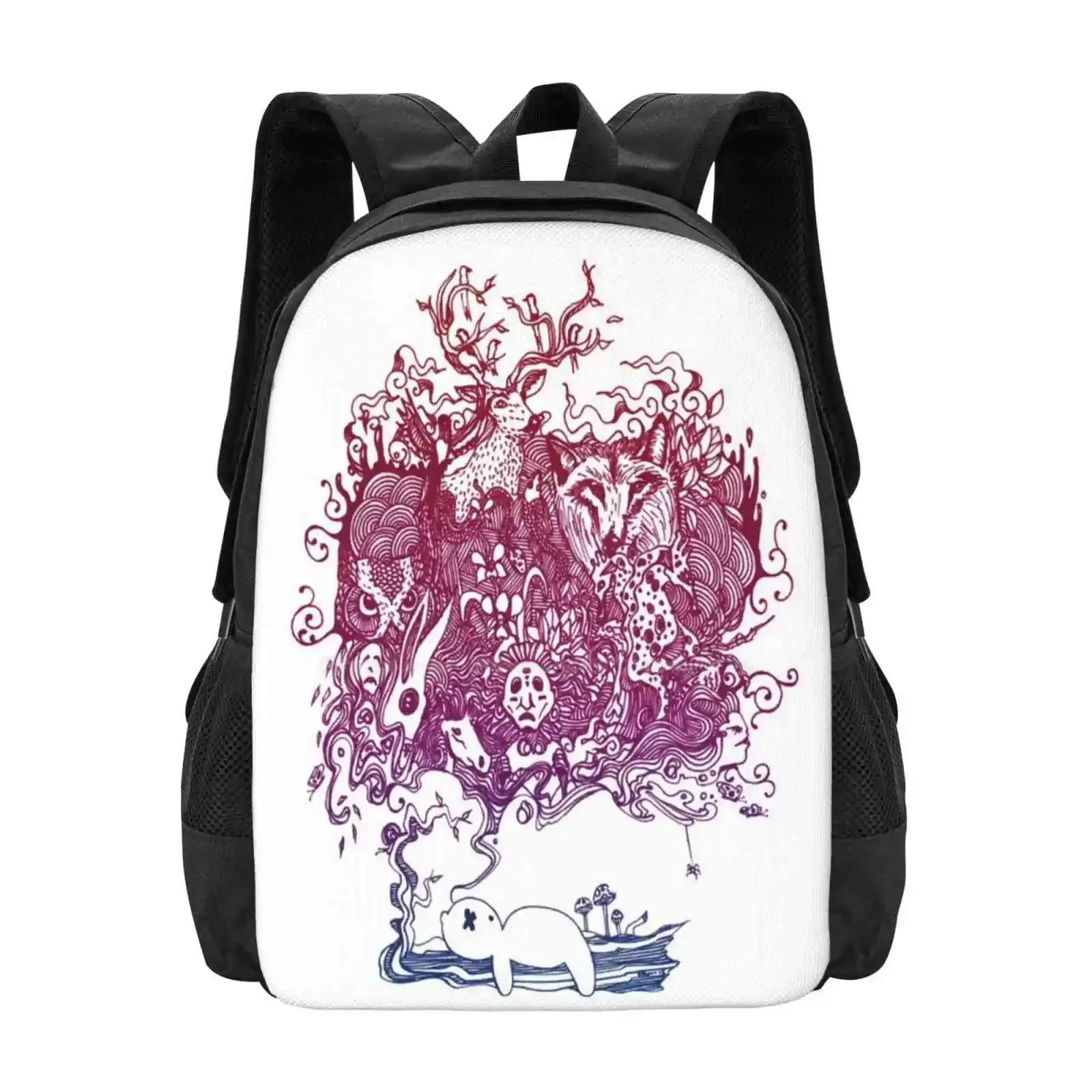 

Dreaming Bear School Bags Travel Laptop Backpack Warp Trippy Indie Retro Cool Psychedelic Bear Swirls Designer Dream Lsd