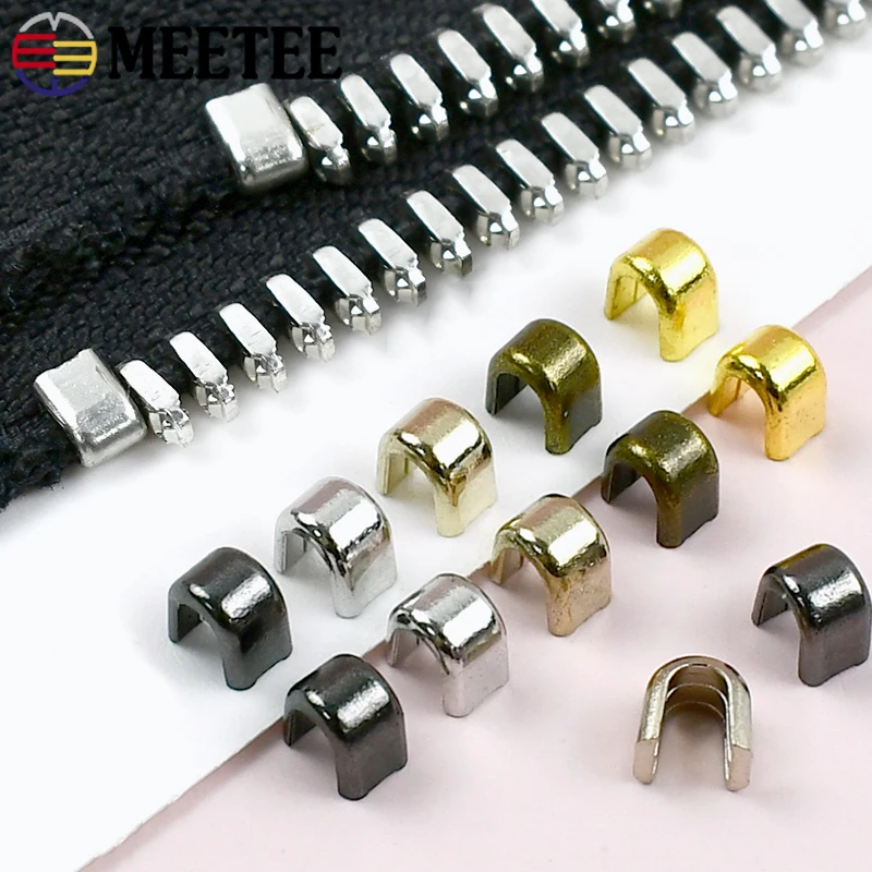 

Meetee 50/100/200g 3# 5# 8# 10# Non-slip Zipper Lock Clasp U-shaped Zippers Tail Metal Buckle Stopper Zip Repair Kit Accessory