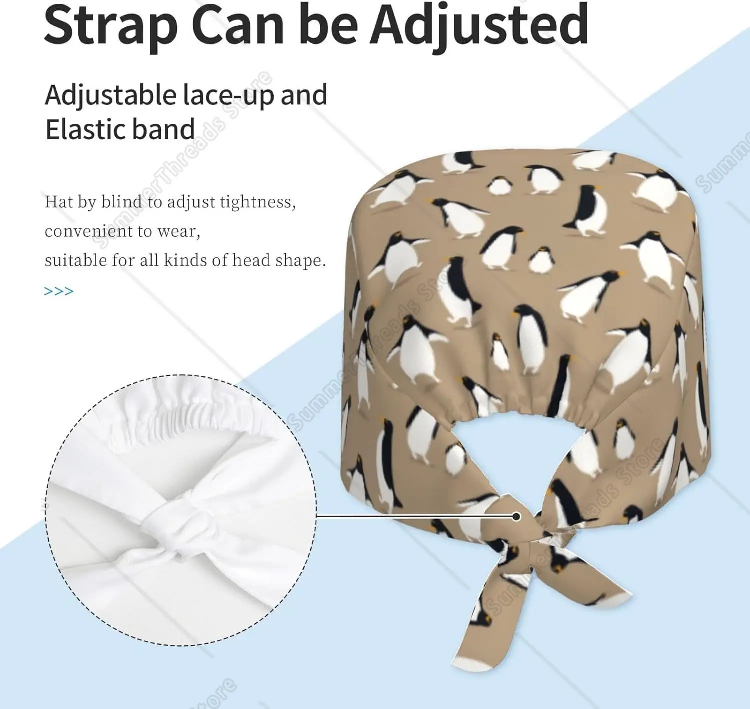 فرك قبعات النساء الرجال جميل البطريق B العمل ممرضة الأسنان القبعات ذيل حصان فرك قبعة سوداء