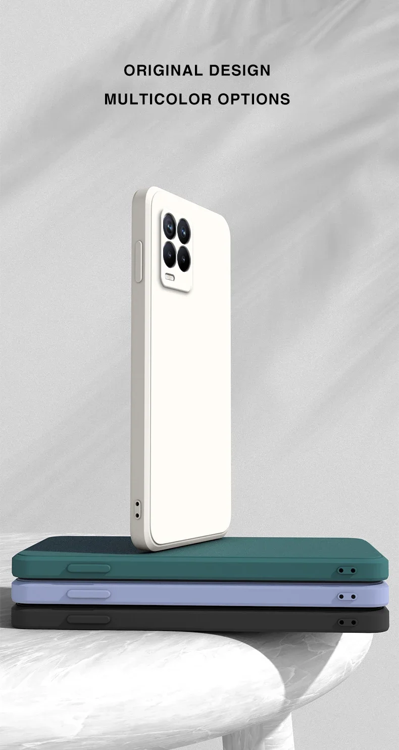 Square Case for OPPO Realme 8 Pro 4G Camera Protection Square Liquid Silicone Realme 8 5G Shockproof Covers Fundas