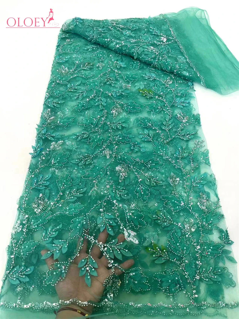 2024 High Quality lace Fabric Beaded  Embroidery African Nigerian With Sequins Fabric For Party dresses