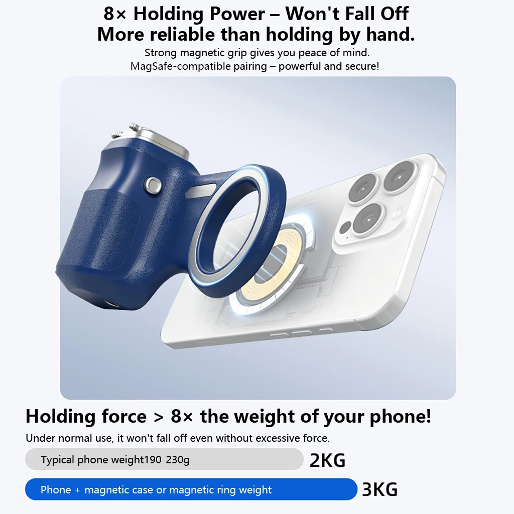 Magnetic for Magsafe Phone Camera Grip Detachable Bluetooth-compatible Shutter Remote Handle for iPhone Selfie Holder Photo Vlog