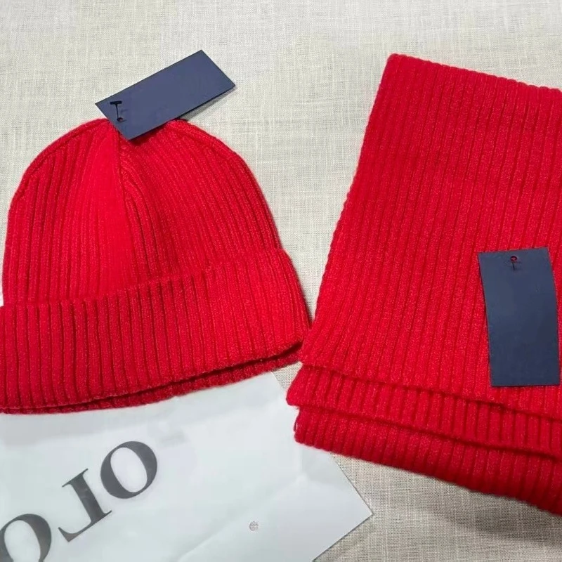 طقم قبعة ووشاح مكون من قطعتين قبعة محبوكة متعددة الاستخدامات وشاح جديد للخريف والشتاء بلون سادة #2