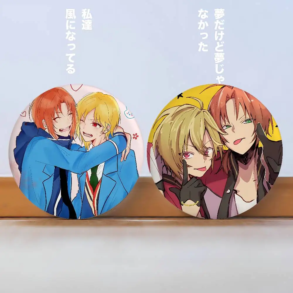 E-Ensemble Stars Leo Nazuna Nito Hinata Badges Peripheral Lapel Pins Tinplate Round Brooch For Shoulder Bag  Souvenir Gifts