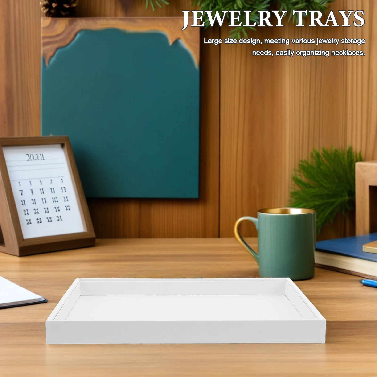 

2pcs Jewelry Tray Organizer Large Stackable Empty Trinket Dish For Necklace Bracelet Ring Earring Storage Vanity Tray Jewelry