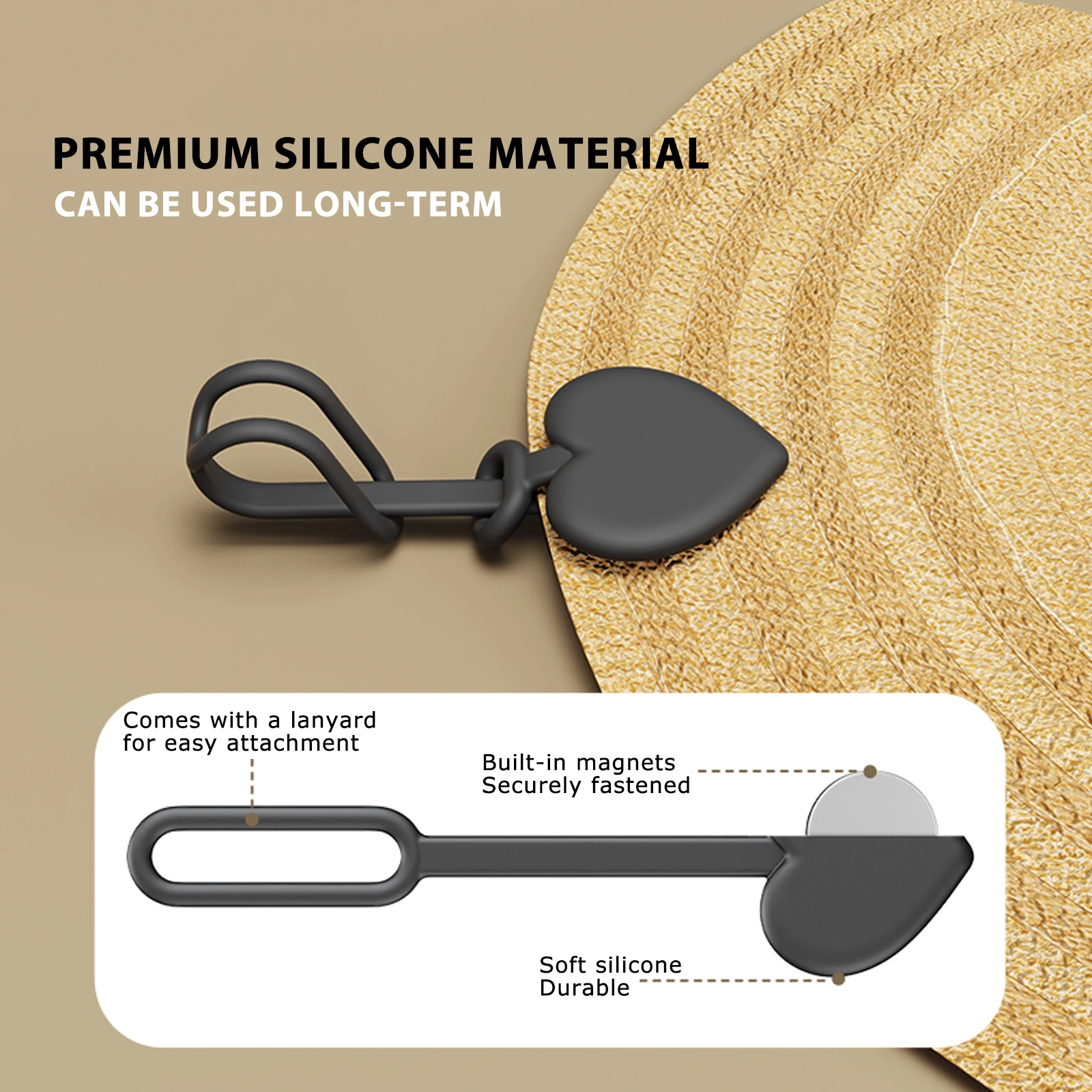 Silicone Magnetic Hat Clip, Securely Holds Hats in Place, Magnet Hat Clips Suitable for Travel Hat, Beach Hat, Baseball Cap