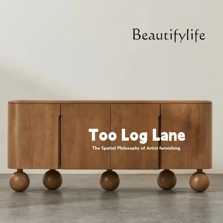 

Medieval style log retro home dining side cabinet foyer porch cabinet solid wood designer creative locker