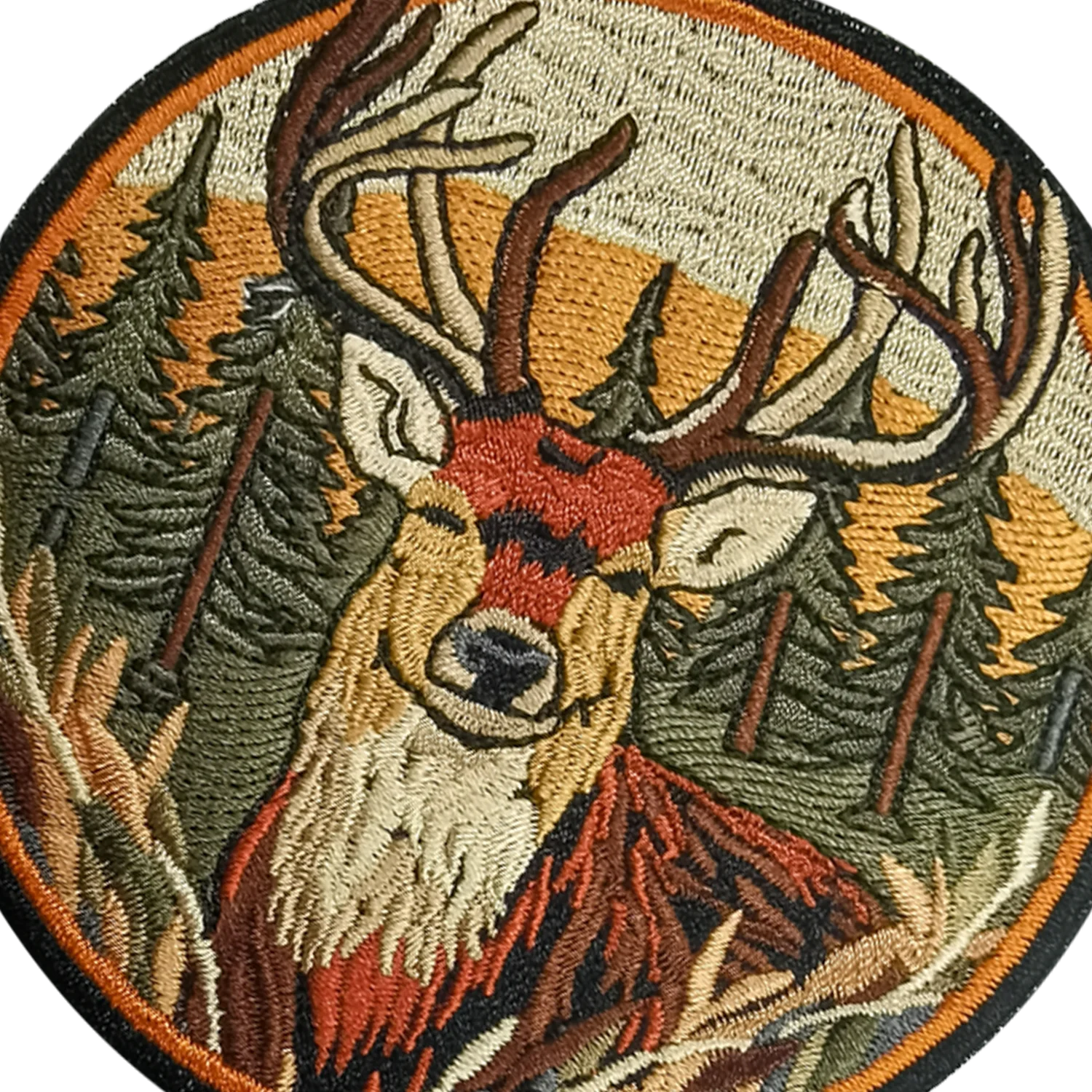 Sika Deer Embroidery Patches for Clothing Sew Accessories Forest Autumn Natural Scenery Iron on Applique for Clothes DIY