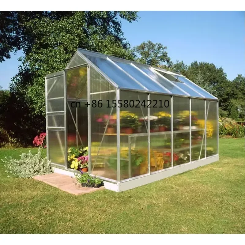 for High Quality Walk In Outdoor Greenhouse Aluminum Frame Polycarbonate Sheet Garden Greenhouse for Plant Growth