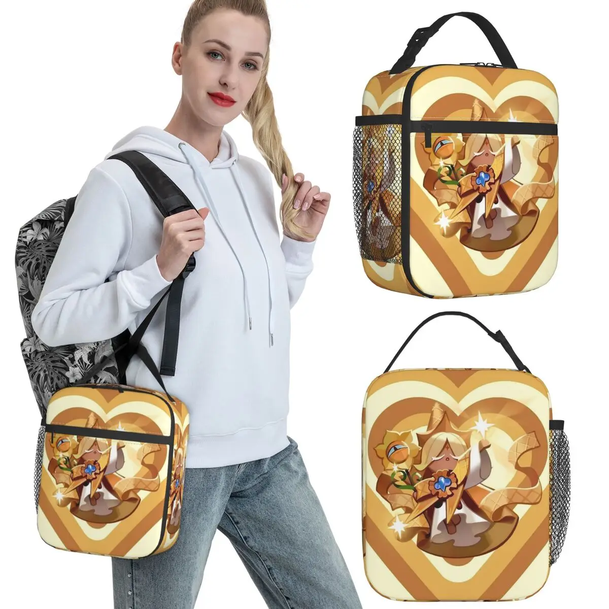 Bolsa térmica para el almuerzo con diseño de galletas de vainilla pura, contenedor de alimentos Cookie Run Kingdom, loncheras térmicas reutilizables para la escuela y la oficina