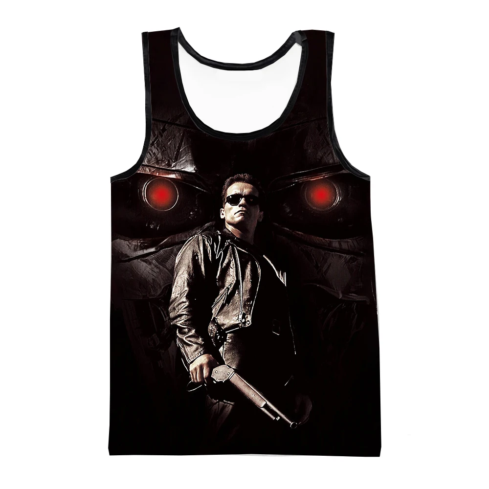 Terminator Tank Tops Movie 3D Printed Streetwear Men\'s Fashion Oversized Sleeveless Tank Top Bodybuilding Gym Vest Man Clothing