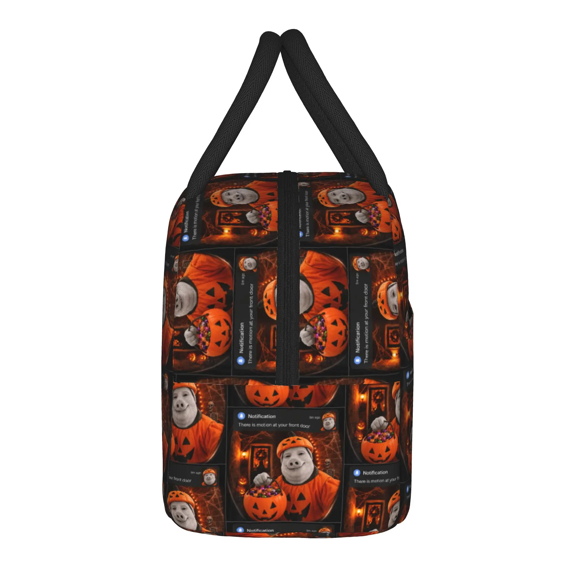 John Pork Pumpkin Costume Front Door Motion Halloween Meme Lunch Bag For Adult Print Lunch Box Picnic Cooler Bag Tote Handbags