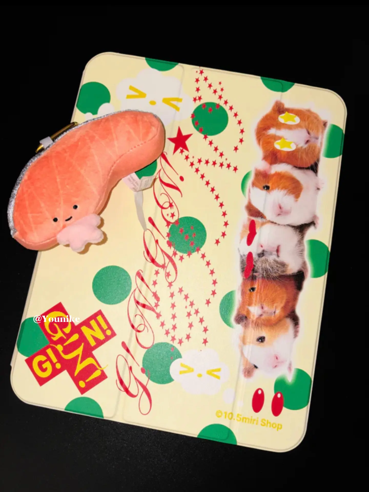 Korean Ins Cute Adorable Polka DotS Guinea Pig Y2K For iPad Case iPad 10 9 8 7 Air 6 5 4 3 2 Pro 11 Mini Y-Fold Tri Fold Cover
