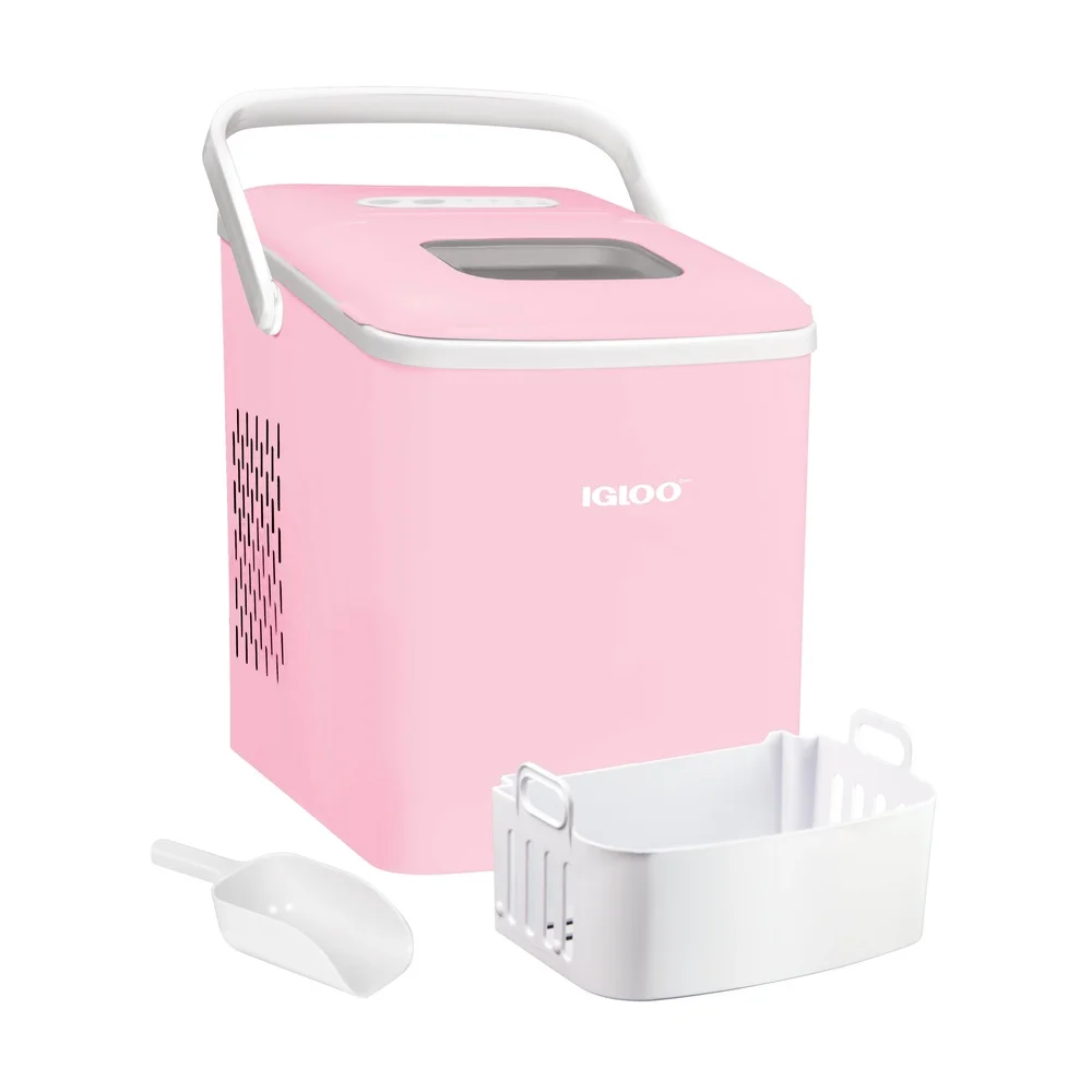 

Portable Self-Cleaning Ice Maker Machine 26 Pounds Daily Output Quick Freezing Ice Cubes with Carry Handle LED Control Panel