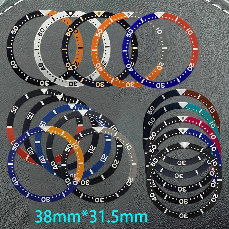 38mm Custom SKX007 Bezel Insert Aluminium Ring flat bezel SRPD Man Watch Cases Replace Parts 38mm*31.5mm with Sticker for SKX