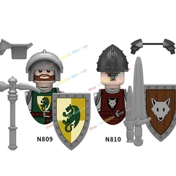 N809-N810 Medieval Military Green Dragon Knight Wolf Warrior Building Blocks Soldier Figures Weapon Models Enlighten Bricks Toys