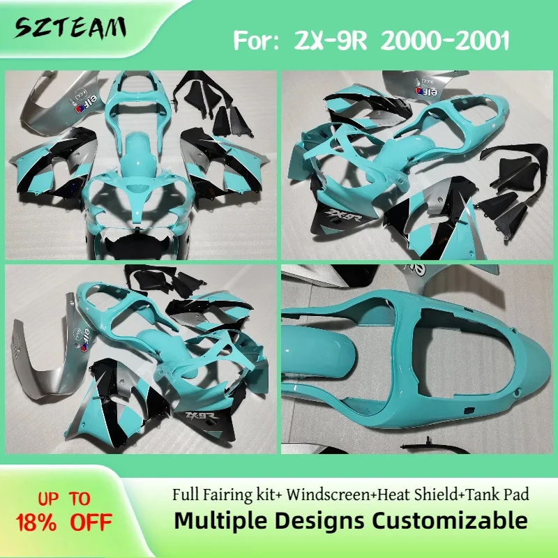 

For Kawasaki ZX9R 2000 2001 Motorcycle Fairings ZX 9R 00 01 Bodywork Set High Quality ABS Injection Fairing Kit