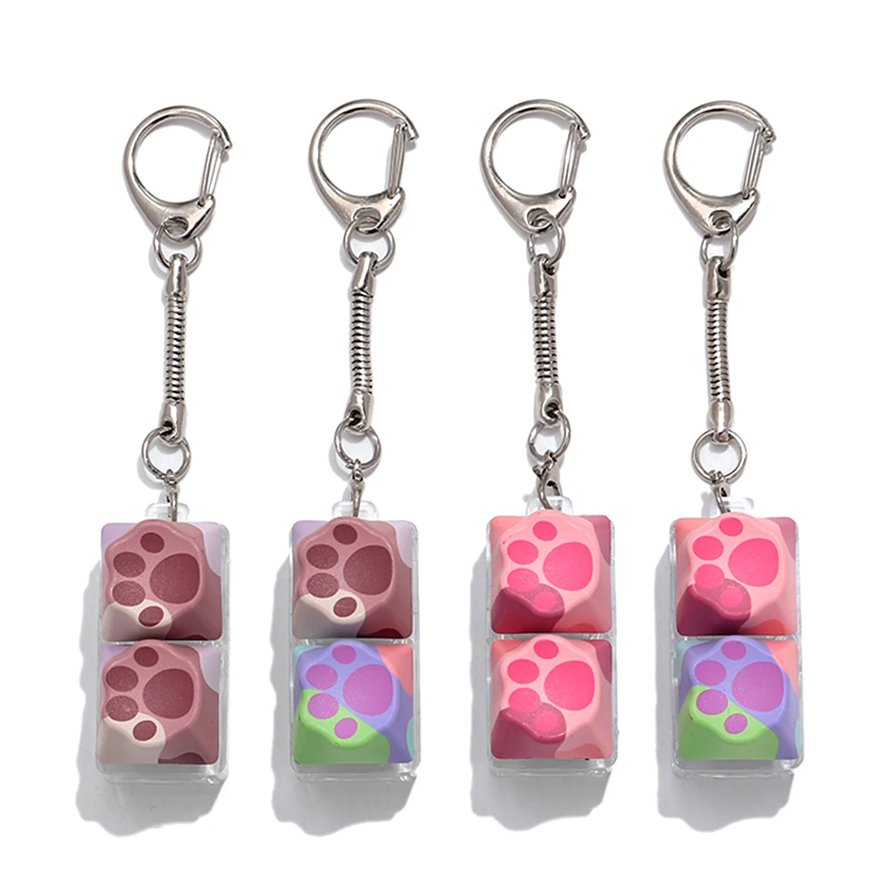 1/2/3 Keys Cat Claw Acrylic Button Keycap Fidget Keychain Keyboard Decompression Toys Relief Keyrings for Adult Gift Accessories
