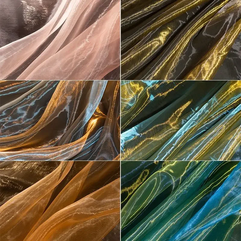 2/3m Dwukolorowa gradientowa organza Tiulowa tkanina Projektowanie odzieży Sukienka Ślubna Kreatywna tkanina DIY Materiał do szycia