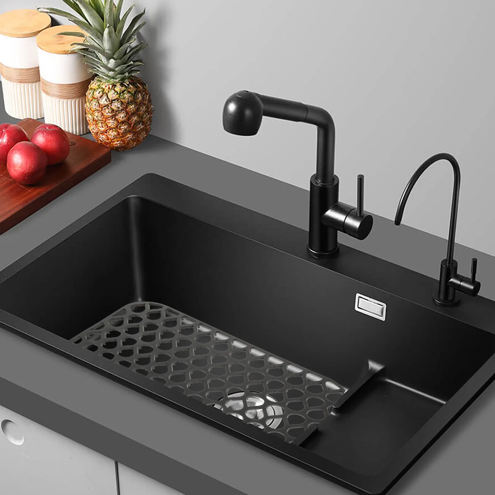 

Silicone Mat For Kitchen Hollow Non-Slip Sink Protector Drying Pad For Home Kitchen Sink Mats Drainable Waterproof