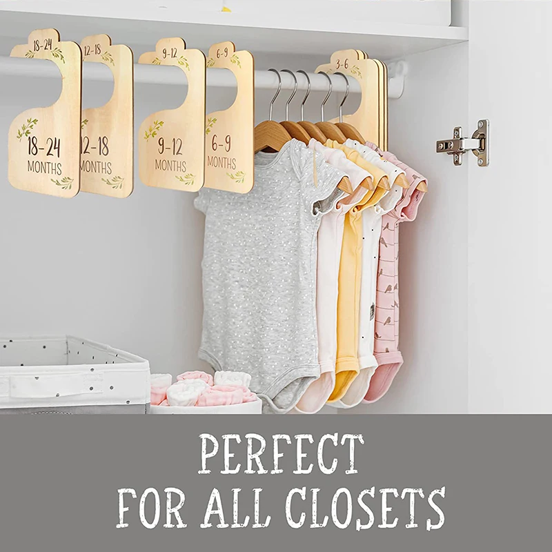 8pcs/set Storage Organizer Home Newborn To 24 Month Gift Baby Closet Divider Size Dividers Wood Card Clothes Hanger