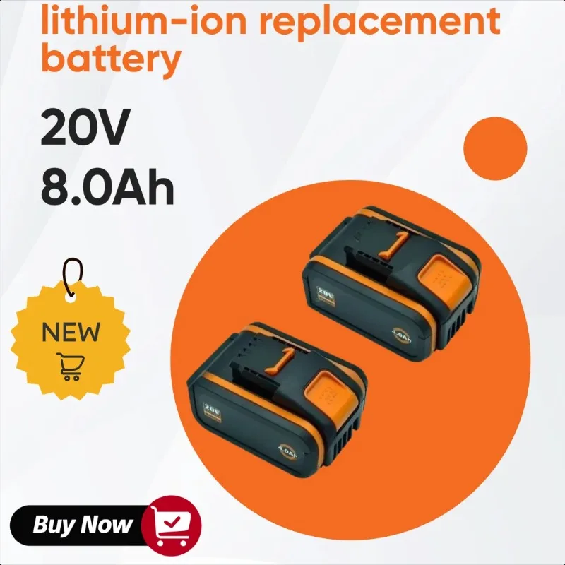 

20V 8.0 Ah Batterie De Rechange Aste Au Lithium-ion for Worx WA3551 WA3553 WX176 WX550 WX386 WXino 3 WXgain WX800 WU268