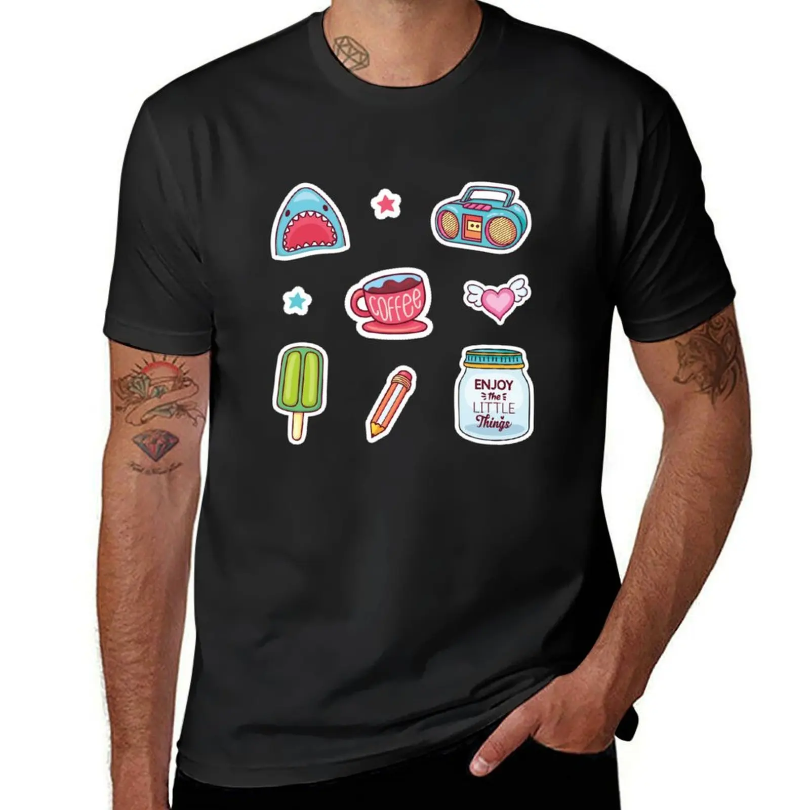 MIX STICKER PACK T-Shirt boys whites Short sleeve tee vintage clothes anime clothes designer t shirt men