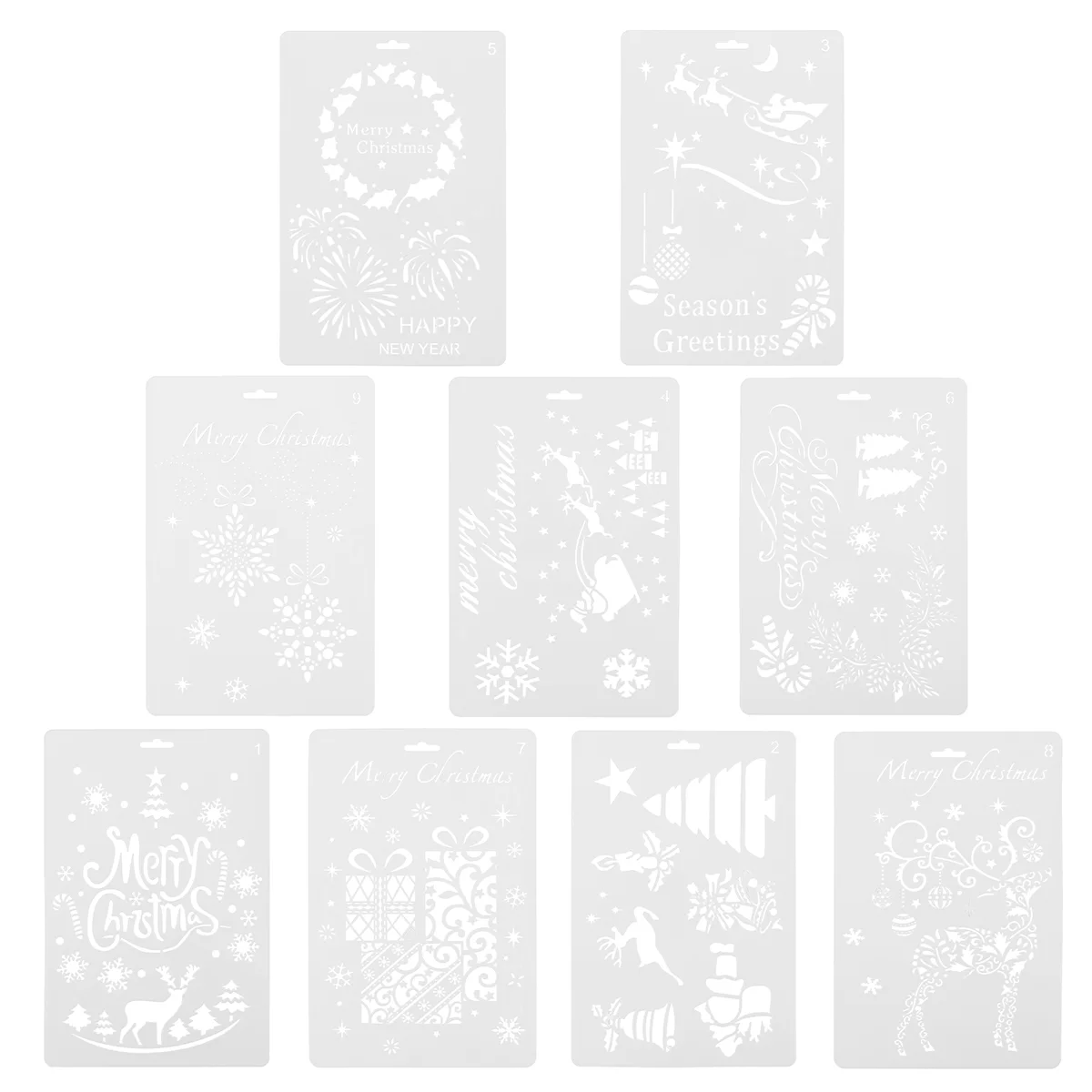 

9 Pcs Christmas Painting Template Decor Xmas Stencils Craft Drawing Decoration Hand Account Plastic Child DIY