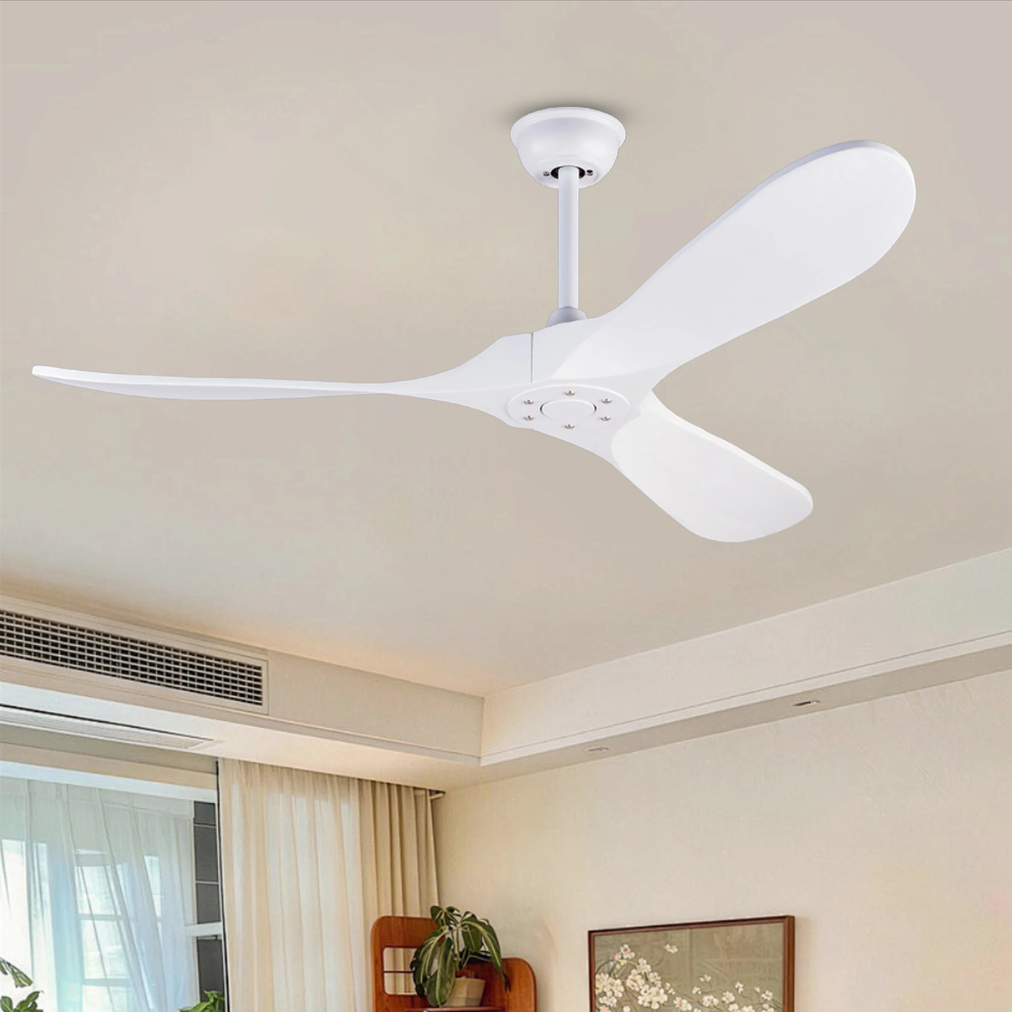 52 60 Inch Ceiling Fan No Light With Remote Control DC Motor Industrial Vintage ABS Blades Ventilator Decorative Large Fans