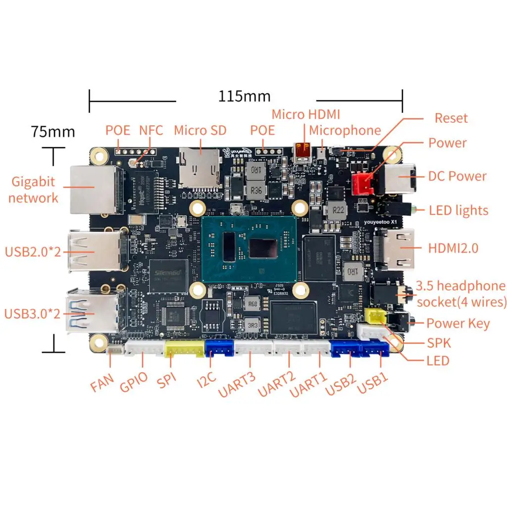 Placa base X1 SBC de 11. a generación JasperLake N5105 placa de desarrollo X86 de cuatro núcleos Windows10/11/Ubuntu NVME SSD/M.2 SATA SSD